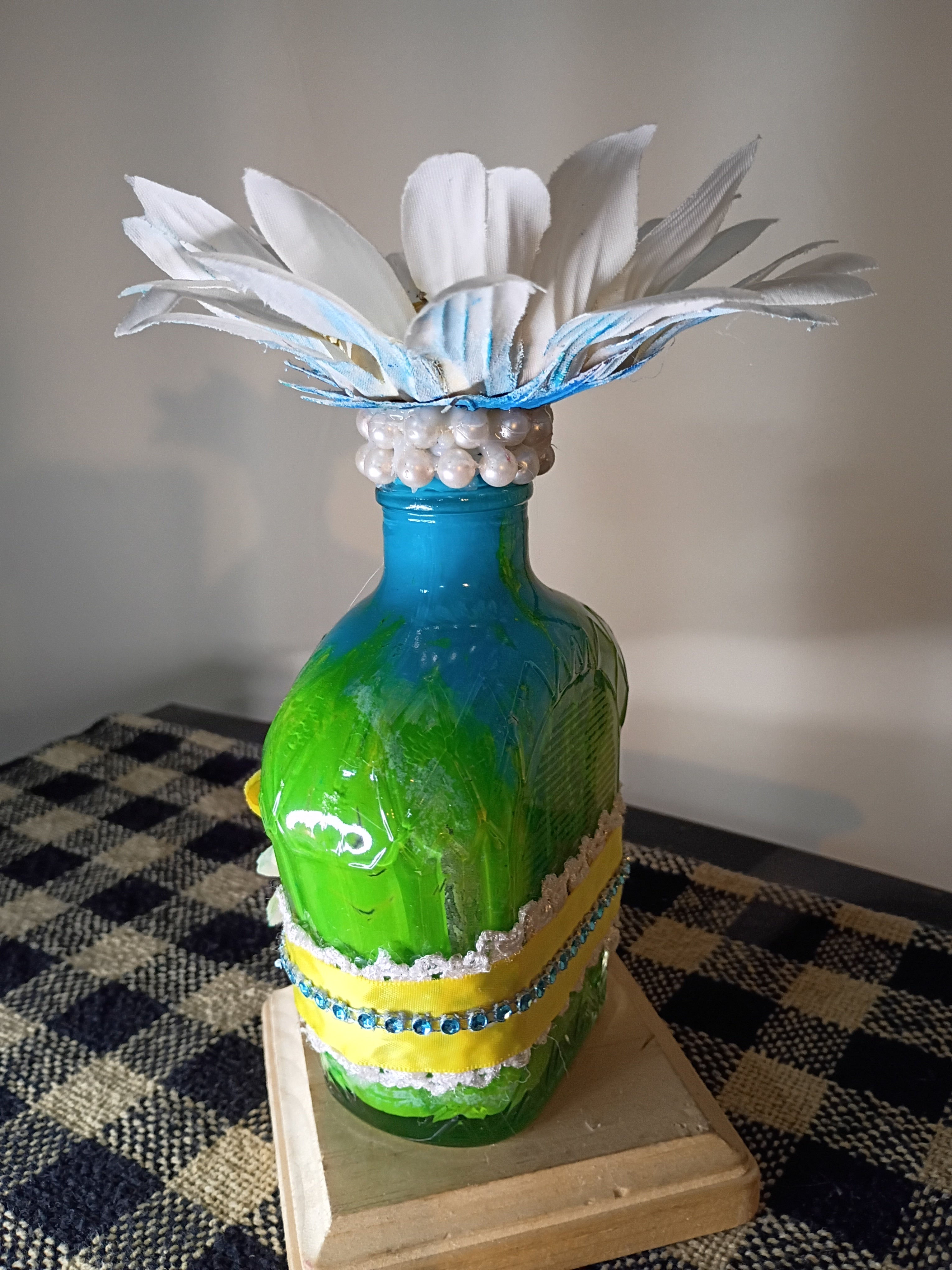 Azure & Emerald Floral Glass Bottle Set